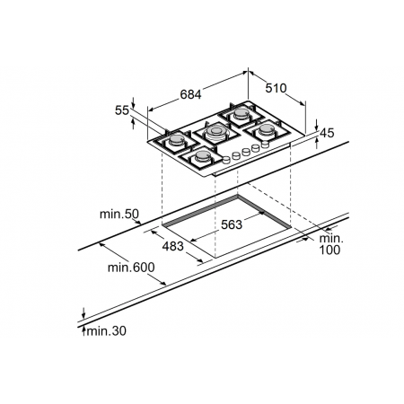Газовая панель Fabiano FHG 8255 VGHT Black Glass А-13